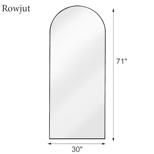 Rowjut Floor Full Length Mirror, Arched Mirrors Full Length 71"x30" Freestanding Large & with Aluminum Frame & Wall Mounted & Hanging or Leaning/Full Body Mirror for Bedroom, Black - color: Black, size: 71"L x 30"W