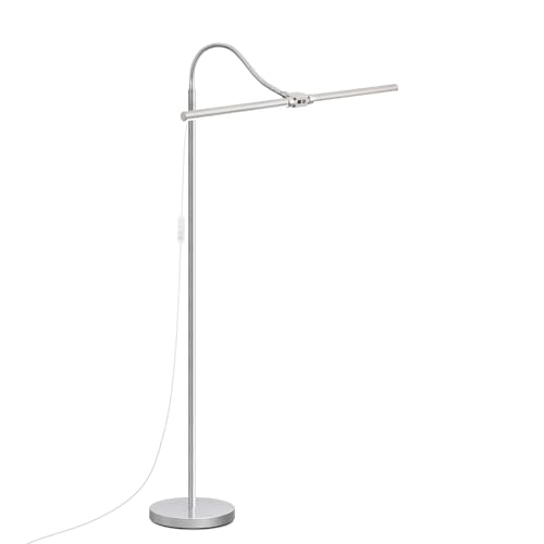 Bright Floor Lamp, 18W/2000LM Silver LED Floor Lamp with Double Head - color: Silver