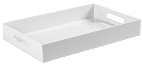 Sooyee Acrylic Serving Tray with Handles, 16" x 12", White - color: White