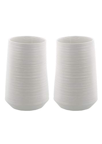 CosmoLiving by Cosmopolitan Porcelain Ceramic Decorative Vase Ribbed Centerpiece Vase, Flower Vase for Home Decoration 5" x 5" x 9", White