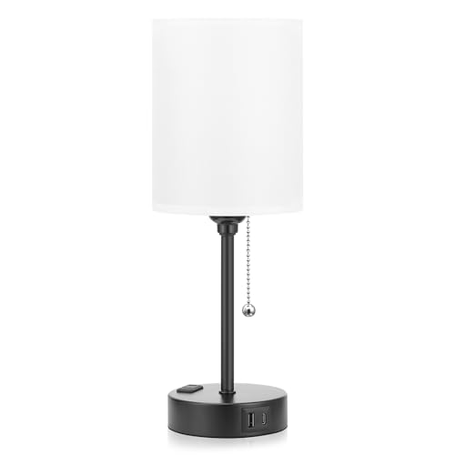 Dicoool Bedside Table Lamp for Bedroom - Small Desk Lamp with USB Ports