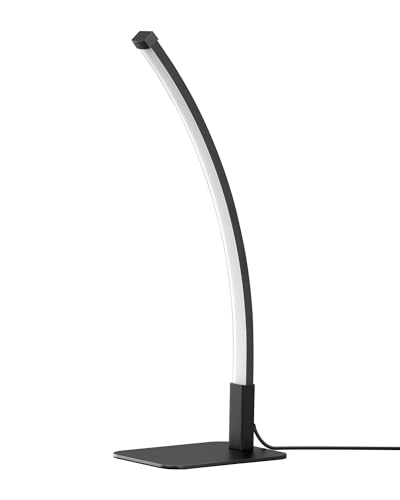 EDISHINE Curved LED Table Lamp, Modern Bedside Lamps for Bedroom, Black - color: Black