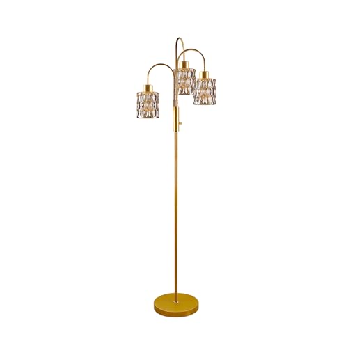 Amber Glass Floor Lamp 3-Light 70" Gold Dimmable Modern Tall Standing Lamps - color: Amber Cylinder-Gold