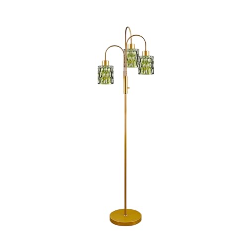 Green Glass Floor Lamp 3-Light 70" Gold Dimmable Modern Tall Standing Lamps - color: Green Cylinder-Gold