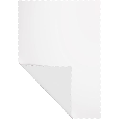Disposable Paper Placemats, Scalloped Edge Table Mats, White, Pack of 100 - color: White
