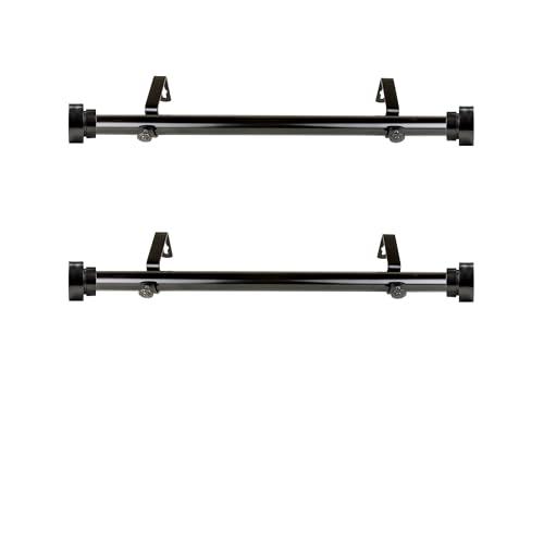 1 inch Side Curtain Rod 12-20 inch (Set of 2) - Black - color: Black