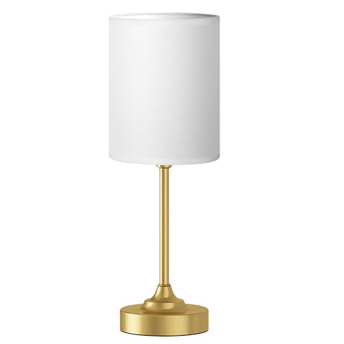 Fenmzee Gold Bedside Lamp for Bedroom - 3-Way Dimmable Touch Table Lamp - color: White Shade-Gold Base, size: 14"