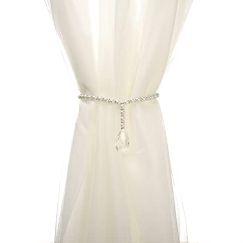 SUQ I OME Luxury Pearl Beaded Magnetic Curtain Tieback, Pearl - color: Pearl