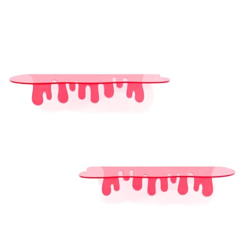 SetGame 2-Pack Small Acrylic Shelves, 12 Inch Floating Shelves, Pink - color: Pink, size: 12 Inch