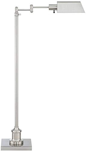 Jenson Brushed Nickel Adjustable Swing Arm Pharmacy 54" Tall Floor Lamp - color: Silver Brushed Nickel