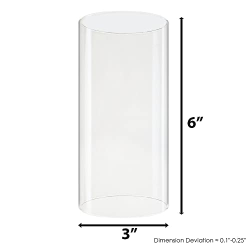 CYS EXCEL 2 PCS (H:6" D:3") Open Ended Glass Hurricane Candleholder Tube Shade | Open Flame Candle Chimney Tube Cover | Bottomless Cylinder - size: 3" wide x 6" tall