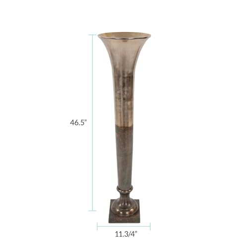 Howard Elliott Collection Golden Ore Oversized Fluted Vase, Aluminum with Ombre Gold to Bronze Finish, Tall Accent for Floor, Entryway or Living Room, 46.5H x 11.75W x 11.75D, Gold Bronze - size: Oversized Vase