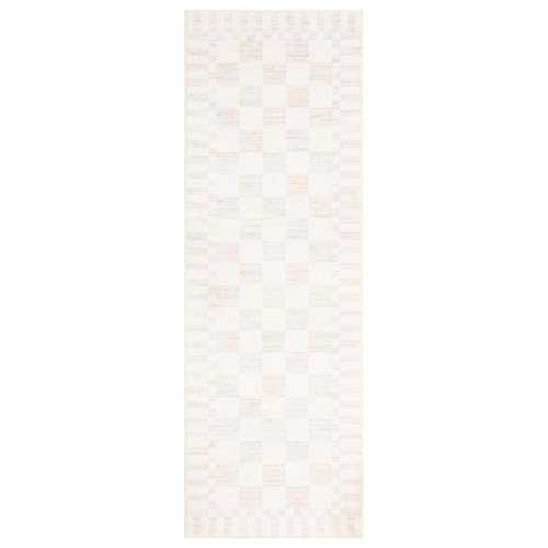 GarveeHome 2.5x8 Checkered Kitchen Runner Rug for Hallway Non Slip Washable - color: Beige, size: 2.5' x 8' (Rectangular)