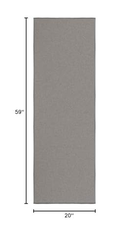 Ottomanson Door Mat Indoor Entryway Runner Rug – Non-Slip Durable Low-Pile Runner with Stain-Resistant Surface, 20" x 59", Gray - color: Grey