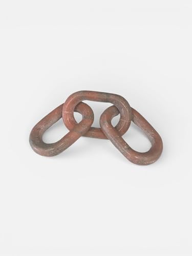Decorative Marble Chain Link Figurine 3 Links Made in India Oval Shape 13.5" Book Shelf Decor Accents, Marble Decor, Small Bookshelf Decorative Objects, Room Decor (Pink) - color: Pink