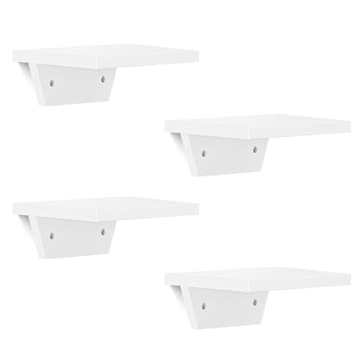 Small Wall Shelves,Speaker Shelf,Floating Shelf Trapezoid for Wifi Router - color: White, size: Set of 4