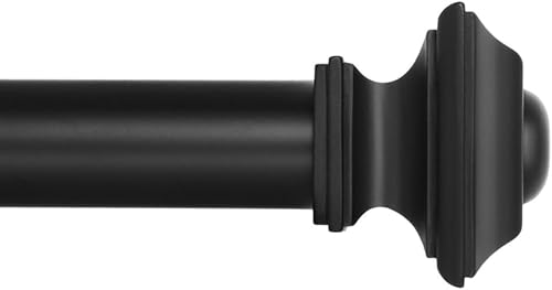 Ivilon Drapery Treatment Window Curtain Rod - Square Design 1 1/8 Rod. 72 to 144 Inch. Black - size: 72 to 144 in.