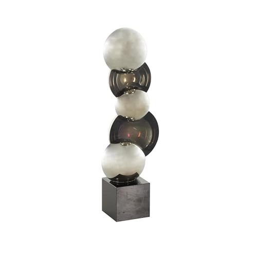 Deco 79 Glass Abstract Decorative Sculpture Stacked Orb Home Decor Statue with Black Base, Accent Figurine 5" x 4" x 16", Black - size: 5" x 4" x 16"