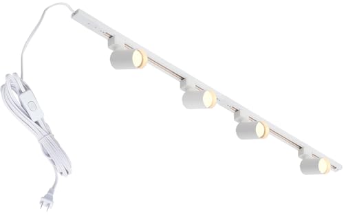 Plug in Track Lighting with Power Cord, 4-Light GU10 Track Lighting Kit with Track Rail, Modern Kitchen LED Track Lighting Fixtures Ceiling Wall Spot Light, 13FT Plug Cord, White (No Bulbs)