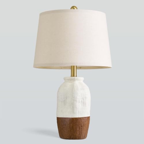 22.5" White Ceramic Table Lamps for Bedroom, Boho Nightstand Lamp - color: 22.5" White & Brown