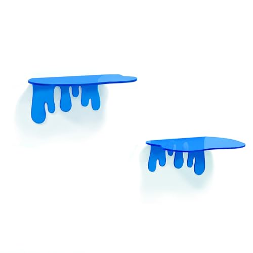 SetGame 2-Pack Small Acrylic Shelves, 7 Inch Floating Shelves, Blue - color: Blue, size: 7 Inch