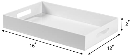 Sooyee Acrylic Serving Tray with Handles, 16" x 12", White - color: White