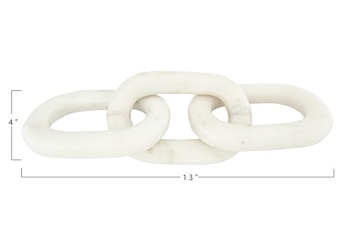 Bloomingville 13" L Decorative Marble Chain Link Figurine - color: White