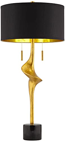 Athena 35 1/2" Large Table Lamp Gold Leaf Skinny Sculptural Mid Modern