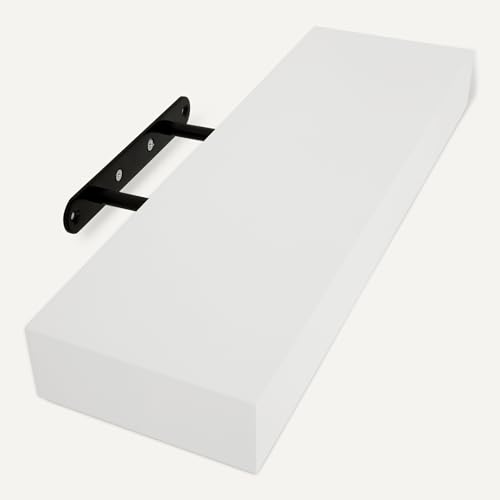 Amazon Basics Wood Floating Wall Shelves, 3-Pack, White, 15.8" x 5" x 1.8" - color: White