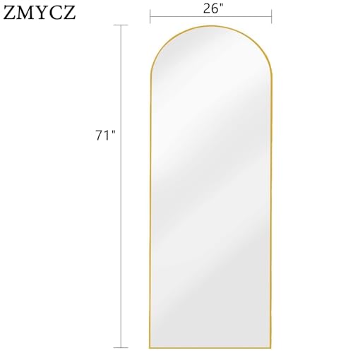 Full Length Mirror, 71"x26" Arched Standing Mirror Full Length (Gold) - color: Gold, size: 71"L x 26"W