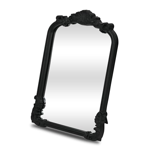 Briseis 11.75" Rectangular Table Mirror – Handcrafted Wooden Frame – Modern Minimalist Matte Black Finish – for Living Room Tabletop Decor - by Cheungs