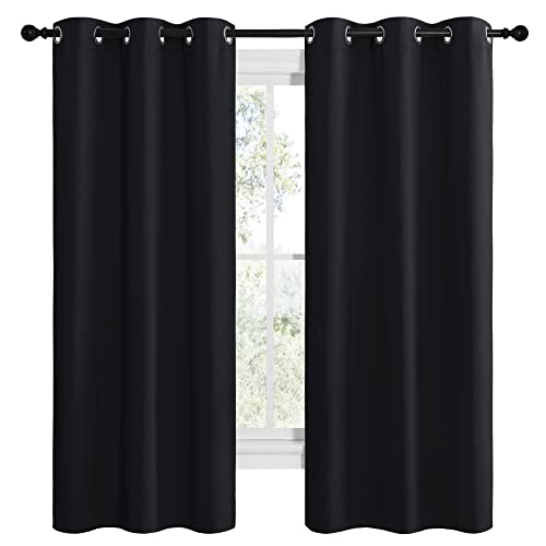 NICETOWN Black Blackout Curtains for Bathroom 42" Wide x 68" Long 2 Panels - color: Black, size: 42"W x 68"L (Pack of 2)