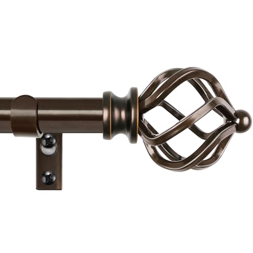 KAMANINA Bronze Curtain Rod 32 to 58 Inch(2.6-4.8ft), Adjustable Curtain Rods for Windows 28 to 48 Inch, 3/4 Inch Splicing Drapery Rods with Twisted Cage Finial (Pack of 2) - color: Bronze, size: 32-58" (Pack of 2)