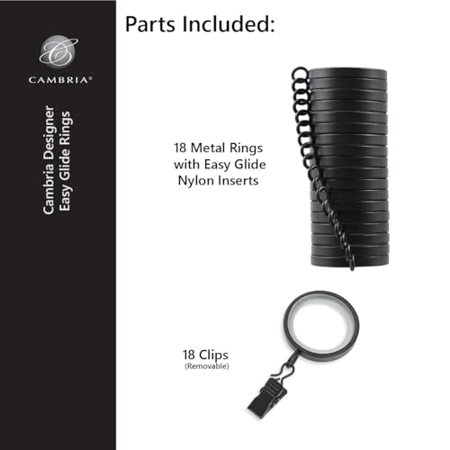 Cambria Designer 1-3/8" Matte Brown Quiet Glide Curtain Rings 18 Pack - color: Matte Brown, size: Small 1-3/8 in