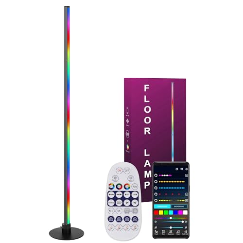 YOSION Smart RGB Corner Floor Lamp, 5.3FT Height LED Standing Lamp with APP/Remote Control, for Living Rooms, Bedrooms, and Gaming Rooms