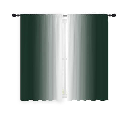 Green White Curtains, Ombre, 2 Panels, 42" W x 63" L, Rod Pocket - color: Dark Green, size: 42"W x 63"L (Pack of 2)