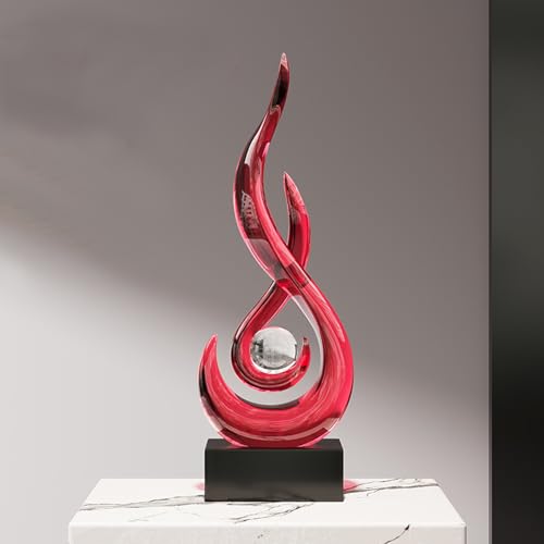 Modern Abstract Art Table Decoration,Resin Flame Statue Modern Centerpiece Ornaments for Living Room Great Gift Idea Home Decor,Collectibles (Red) - color: Red