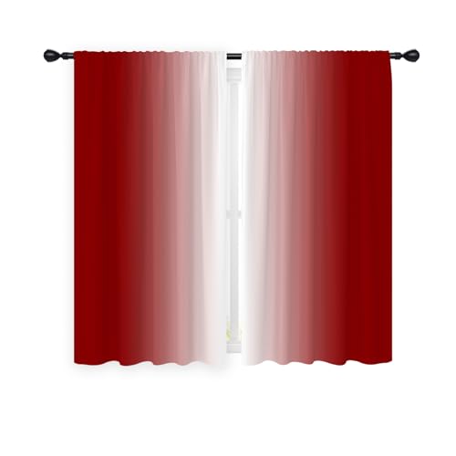 Red White Curtains, Ombre, 2 Panels, 42" W x 63" L, Rod Pocket - color: Red and White, size: 42"W x 63"L (Pack of 2)