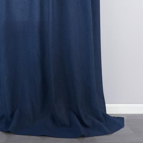 KOUFALL Navy Blue Curtains 84 Inch Length 2 Panels Set,Dark Blue Sheer Linen Boho Moody Curtains for Bedroom Living Room Nursery Boy - color: Navy Blue, size: 52"W x 84"L (Pack of 2)