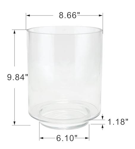 8.5" Wide 11" High Clear Glass Cylinder Vase with Base, Hurricane Candle Holder, Modern Home Decor (1, 8.5"x11") - size: 8.5"x11"