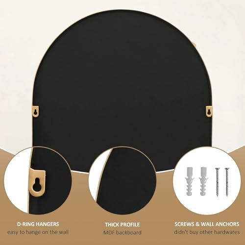 Besdomus Arched Full Length Mirror: 21"x56" Ornate Brass Gold Floor Mirror - size: 21"L x 56"W