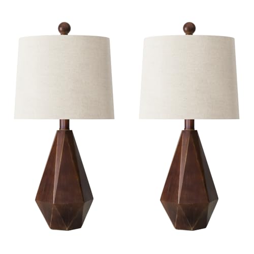 PoKat 20.25" Farmhouse Table Lamps Set of 2 for Night Stands, Vintage Bedside Lamps for Bedroom Living Room, Modern Bedroom Lamps for End Table, Suitable for Small Place, Antique Brown - color: Small - Antique Brown