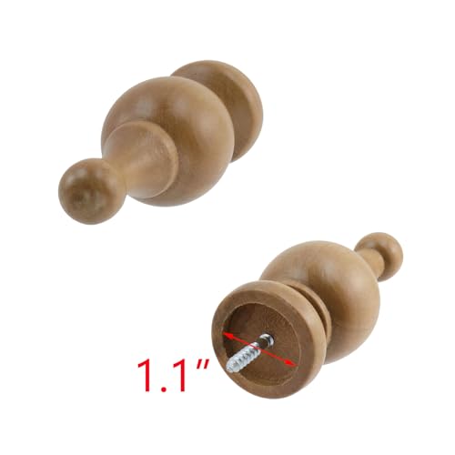 T Tulead Wood Finials for Curtain Rods - style: Wood, 1.1", 2PCS