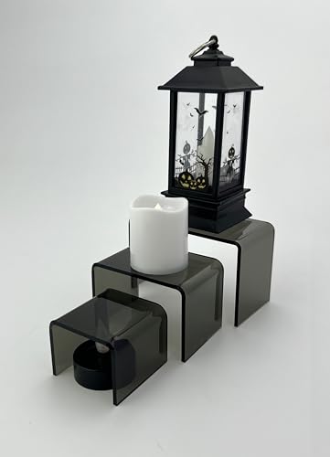 Tiered Acrylic Display Risers – 3pc Set (2", 3", 4") Cube Stands for Crafts, Collectibles & Decor (Smoke) - color: Smoke
