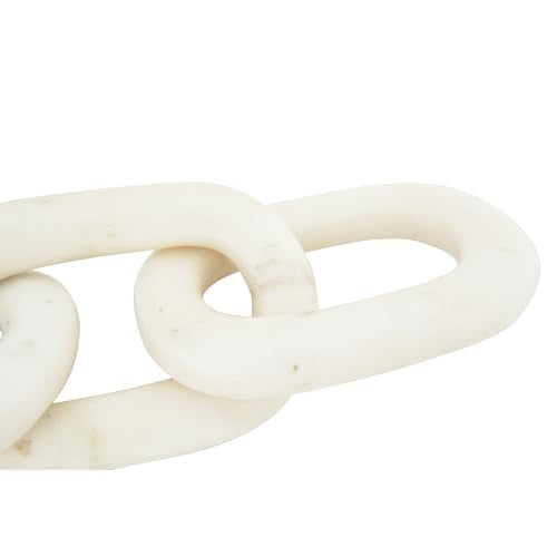 Bloomingville 13" L Decorative Marble Chain Link Figurine - color: White
