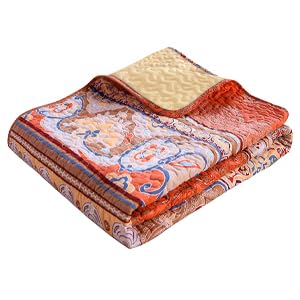 Exclusivo Mezcla Reversible Boho Quilted Throw Blanket, 50"x 60" - color: Bohemian Brick-red, size: 50 x 60 inch