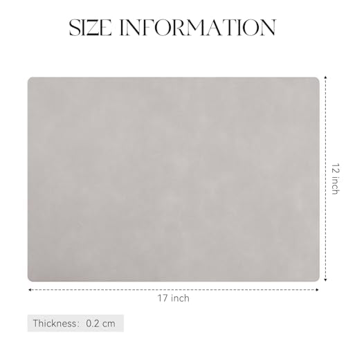 MOSAYT Vinyl Faux Leather Placemats, Set of 6, Light Grey - color: Light Grey