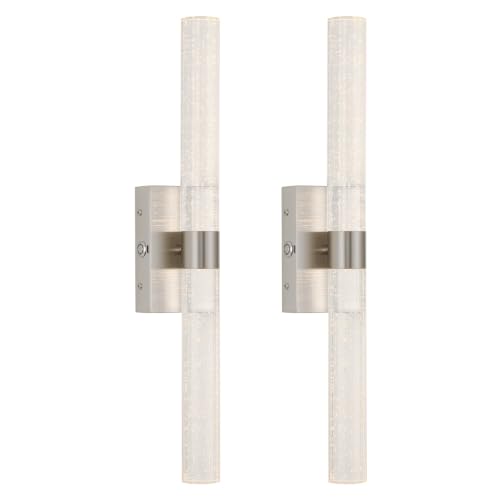 Battery Operated Wall Sconces Set of 2, 20000mAh Rechargeable Wall Light | Remote Control,3000K-6000K Dimmable LED Wireless Sconces,Brushed Nickel,20.9 Inch - color: Nickel, size: 20.9 Inch