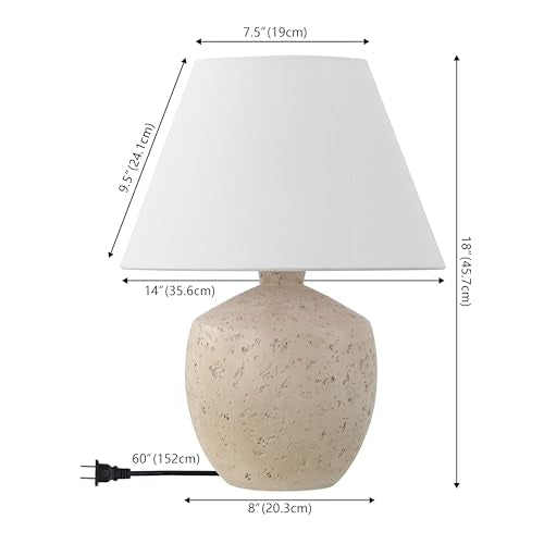 JONATHAN Y Myron 18" Concrete Effect Table Lamp, Cream, Set of 2 - color: Cream