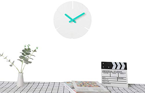 Stephanie Imports Modern Minimalist Hiding White & Teal Green Silent Wall Clock - color: Hiding White & Teal Green